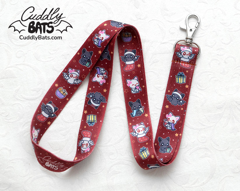 Cuddly Bats Christmas lanyard