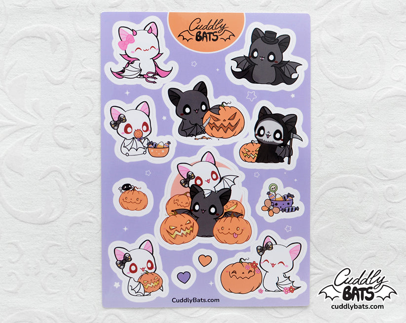 Cuddly Bats Halloween sticker sheet