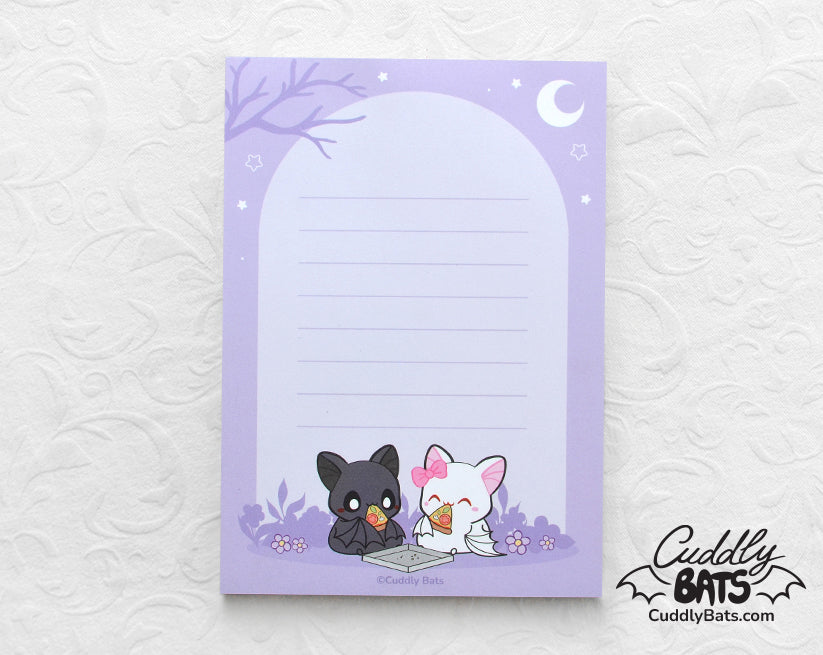 Cuddly Bats Pizza Time memo notepad
