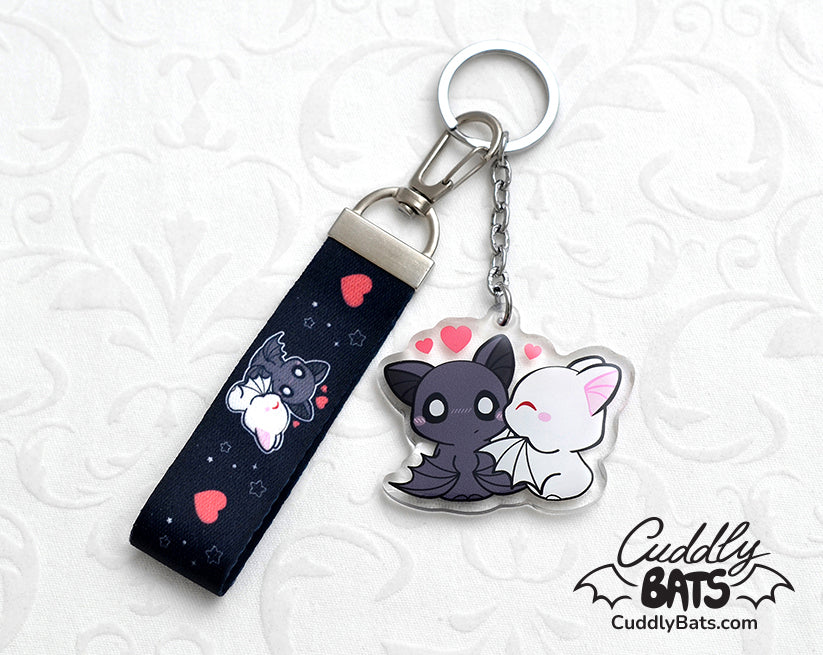 Cuddly Bats kiss acrylic keychain