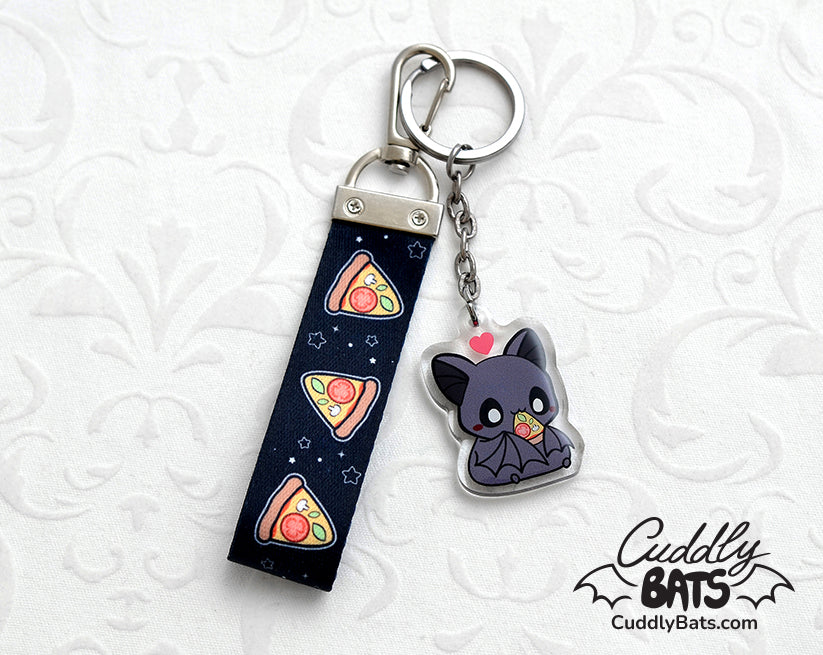 Cuddly Bats pizza keychain