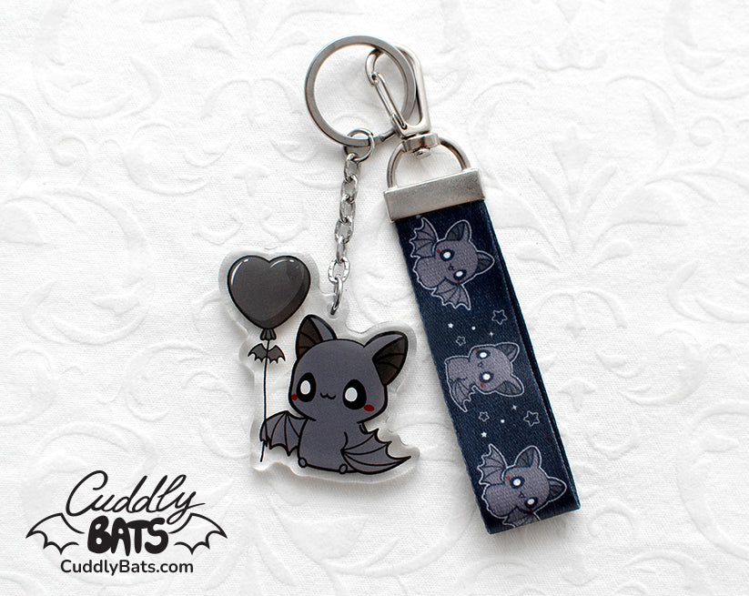 Cuddly Bats Heart Shaped Balloon keychain