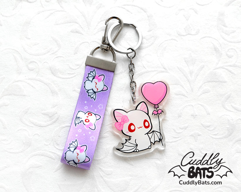 Cuddly Bats Heart Shaped Balloon keychain