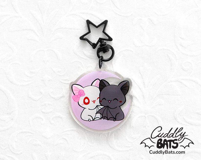 Cuddly Bats Moon hug acrylic keychain