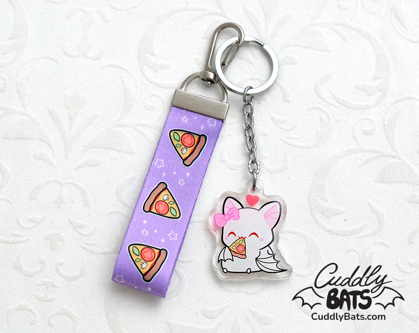 Cuddly Bats pizza keychain