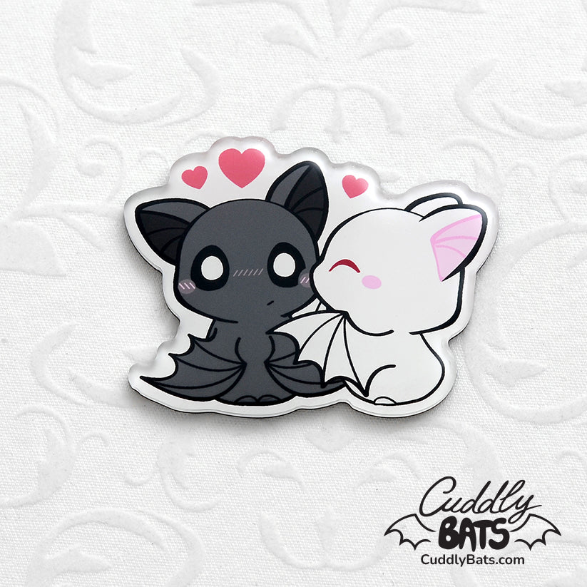 Cuddly Bats kiss fridge magnet