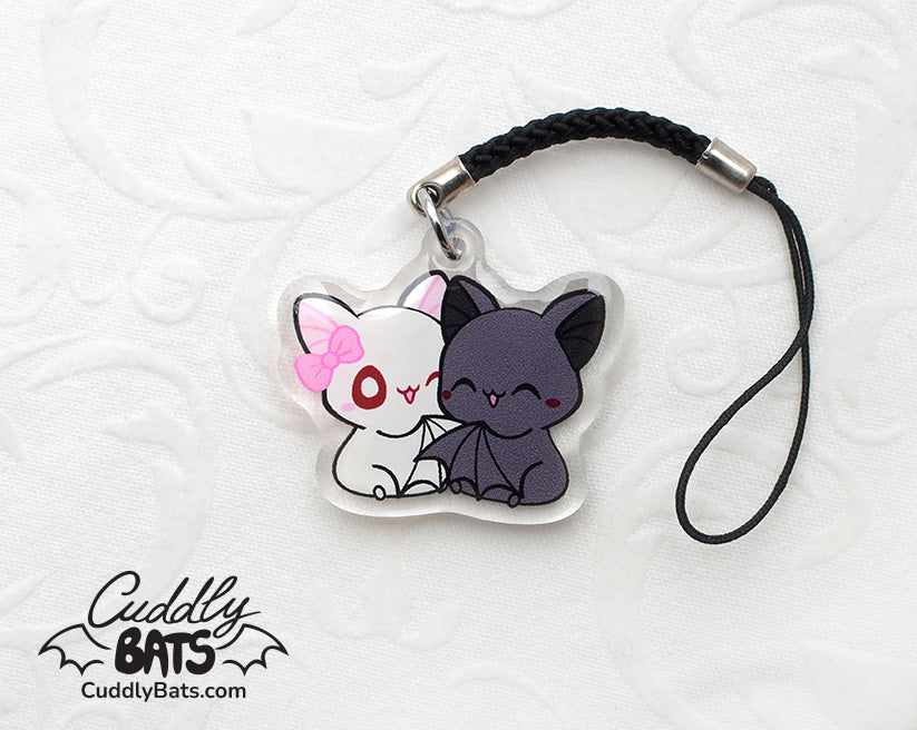 Cuddly Bats hug mini phone charm