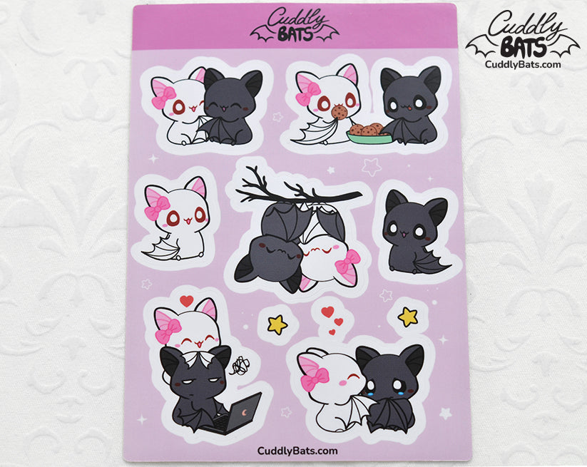 Cuddly Bats sticker sheet - Pink