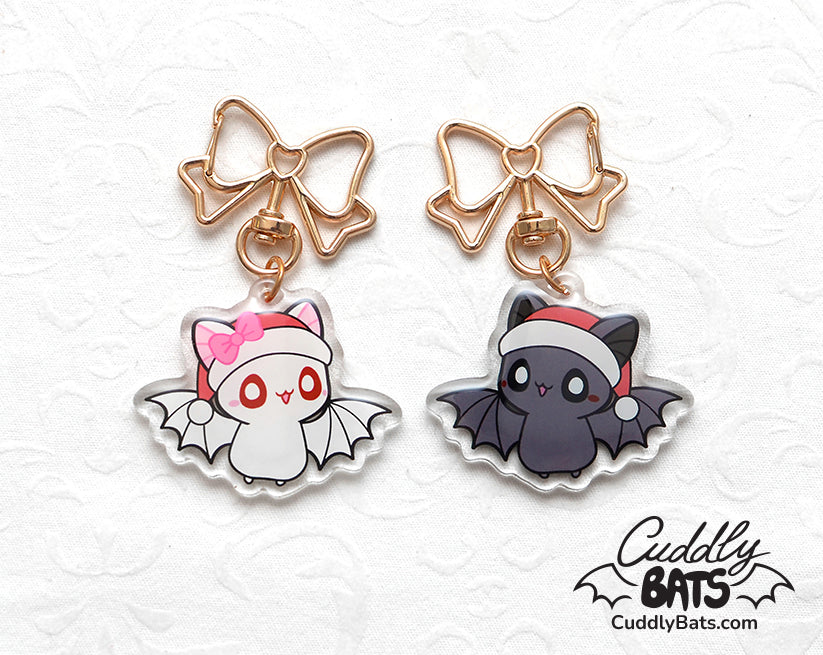 Cuddly Bats Christmas time keychain charm