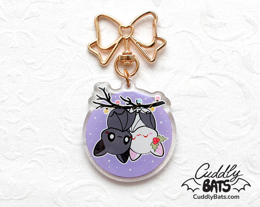 Cuddly Bats Christmas night keychain charm