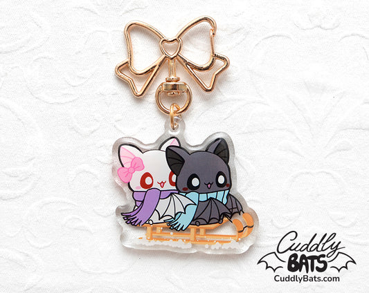Cuddly Bats Winter Fun keychain charm