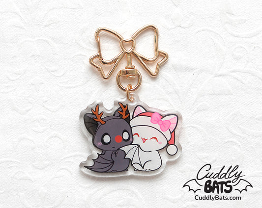 Cuddly Bats Christmas deer keychain charm