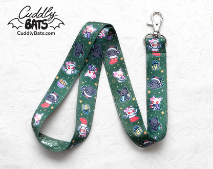 Cuddly Bats Christmas lanyard