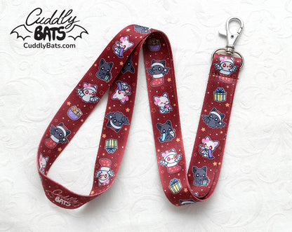 Cuddly Bats Christmas lanyard