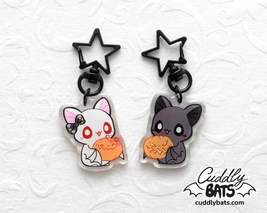 Cuddly Bats Halloween time keychain charm