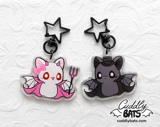 Cuddly Bats Halloween keychain charm