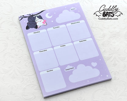 Cuddly Bats weekly planner
