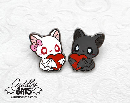 Cuddly Bats Big Heart hard enamel pins