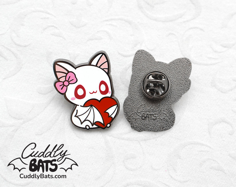 Cuddly Bats Big Heart hard enamel pins
