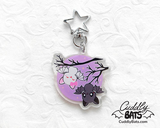 Cuddly Bats hanging acrylic keychain