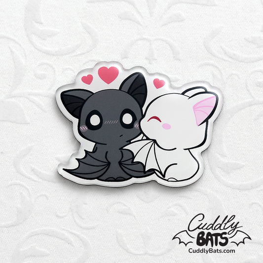 Cuddly Bats kiss fridge magnet