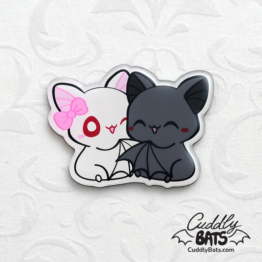 Cuddly Bats hug fridge magnet