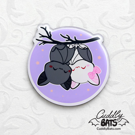 Cuddly bats sleeping fridge magnet