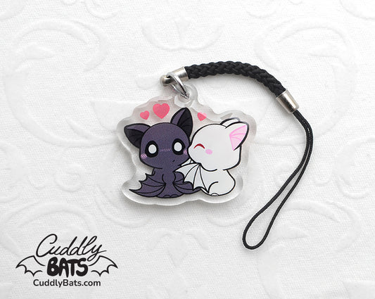 Cuddly Bats kiss mini phone charm