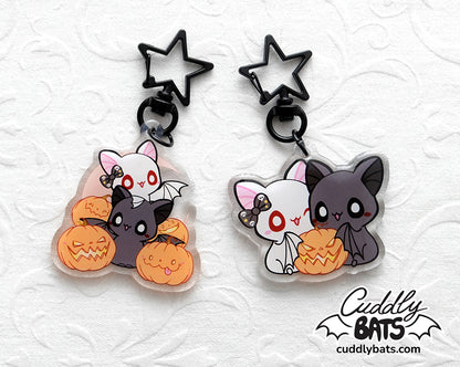 Cuddly Bats Halloween pumpkins keychain charm