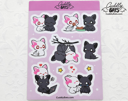 Cuddly Bats sticker sheet - Pink