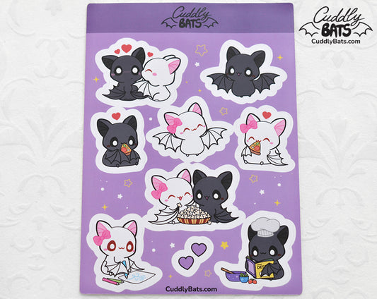 Cuddly Bats sticker sheet - Purple