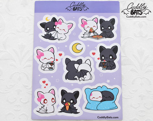 Cuddly Bats sticker sheet - Lavender blue