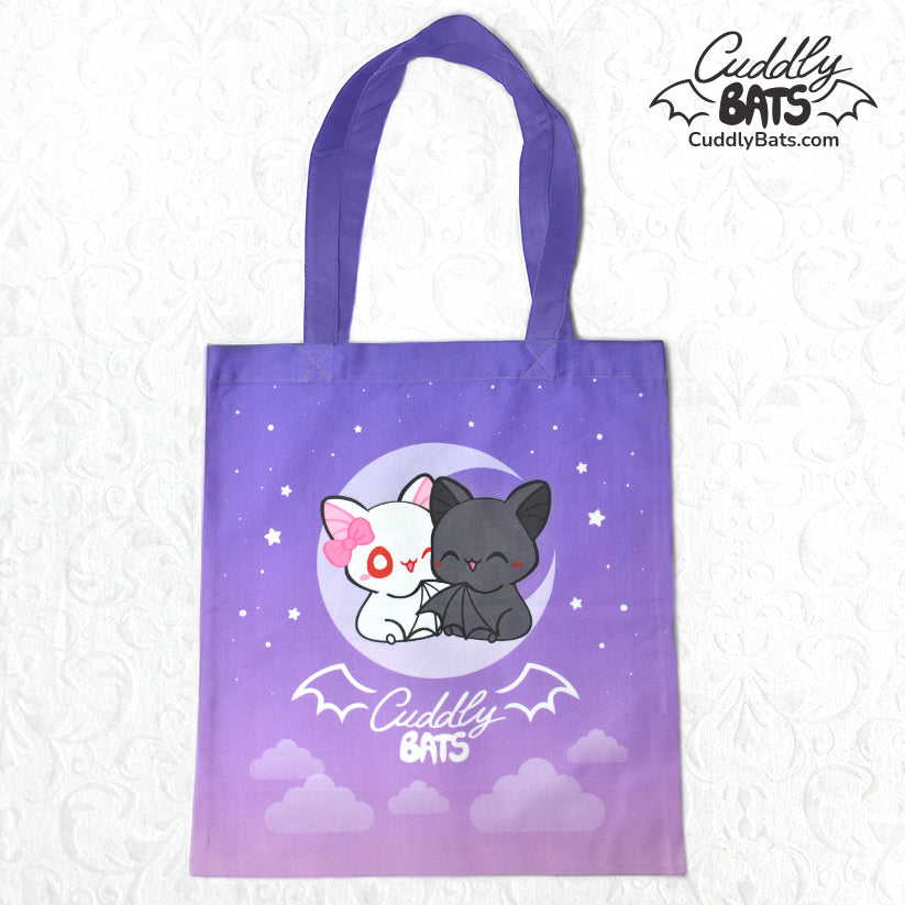 Cuddly Bats Sunset Hug tote bag