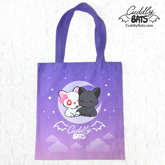 Cuddly Bats Sunset Hug tote bag